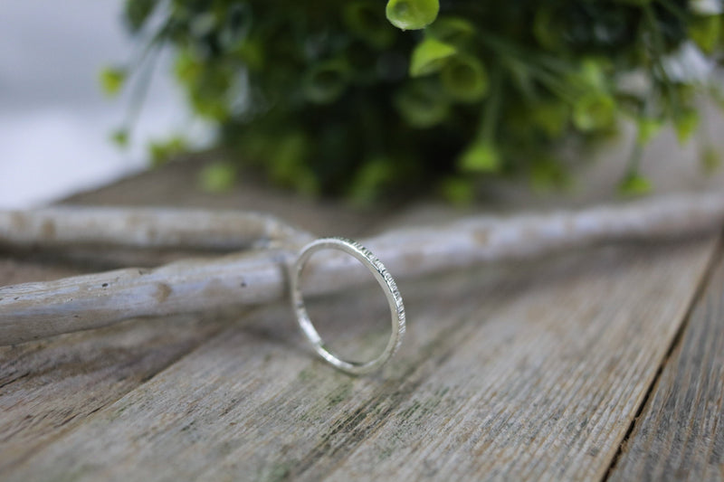 QUARTNEY Ring - Hammered Sterling Silver Stacking Ring, Minimal Ring