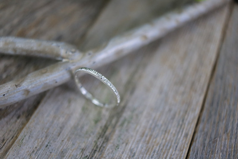 QUARTNEY Ring - Hammered Sterling Silver Stacking Ring, Minimal Ring