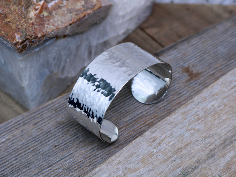 KYLIE Cuff - Hammered Sterling Silver Cuff Bracelet