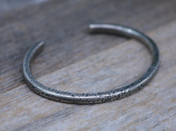 ADAM Bracelet - Minimal Hammered Sterling Silver Cuff Bracelet with Oxidized Finish