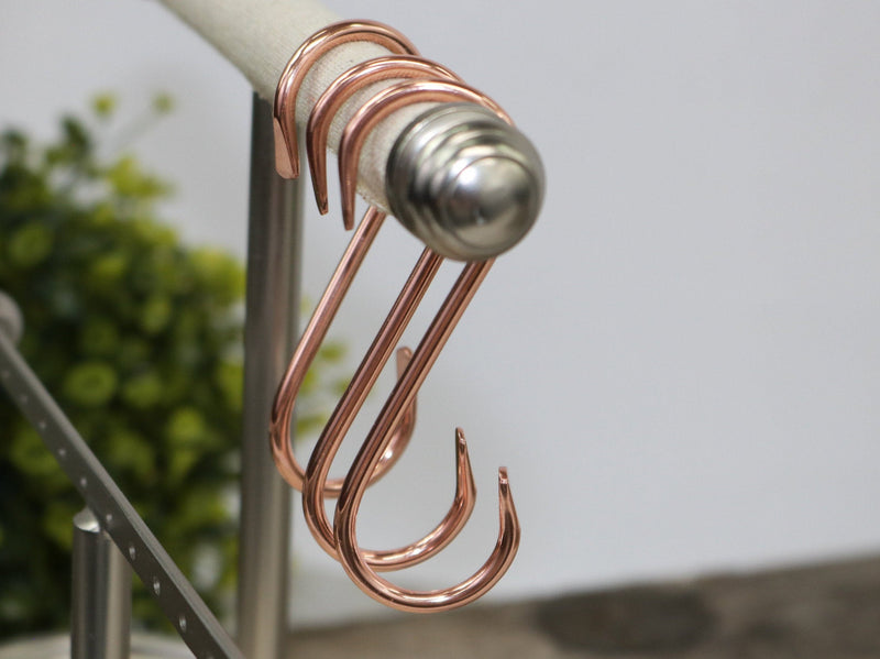 Solid Copper S-Hooks, Utility Hooks, 3" long