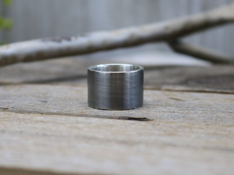 TESS Ring - Wide Oxidized Sterling Silver Ring, 14mm wide