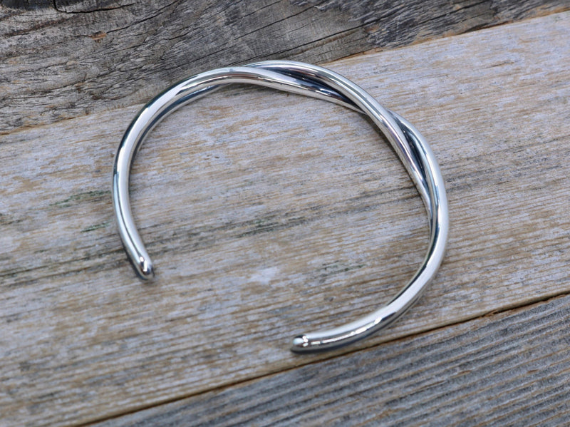 HAWKINS Bracelet - Sterling Silver Double Bar Twist Bracelet, Bright Polished