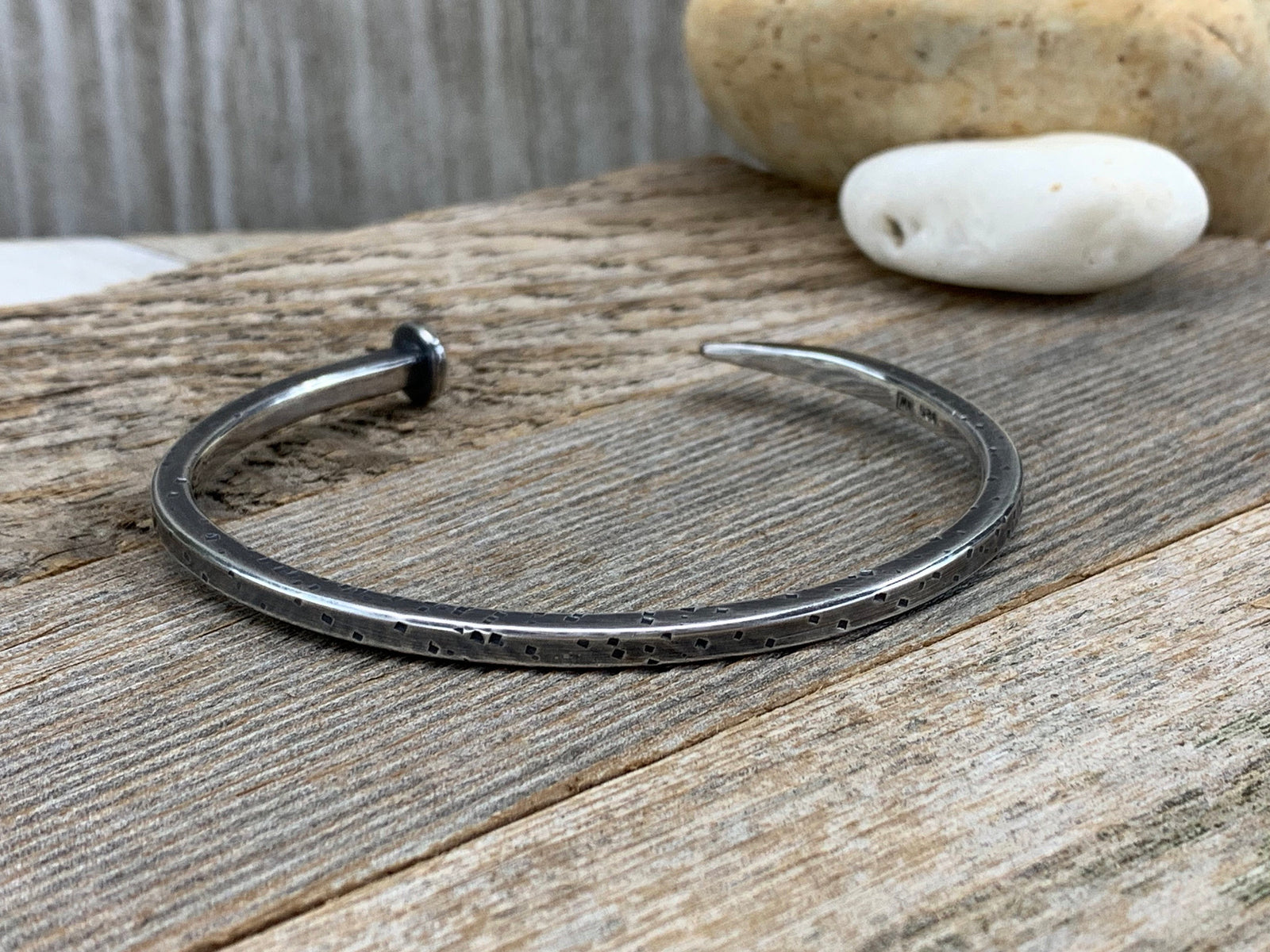 NAIL Bracelet 2024 - Brushed Sterling Silver Nail Cuff Bracelet