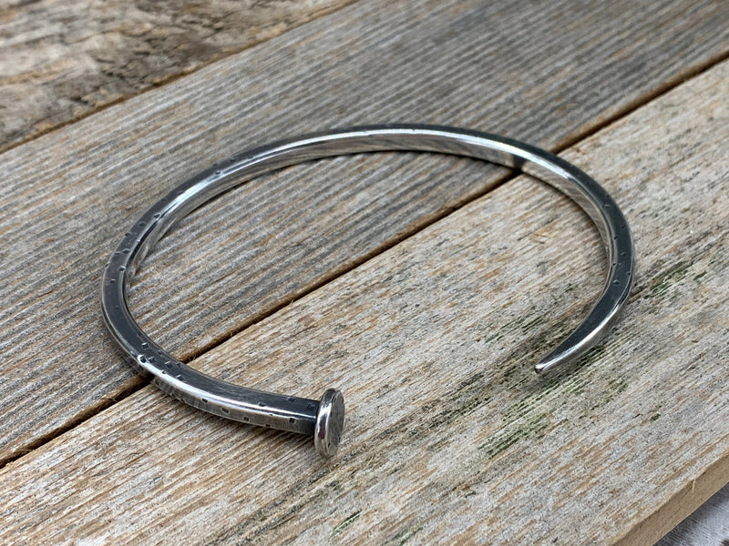 NAILED Bracelet - Oxidized Sterling Silver Nail Cuff Bracelet