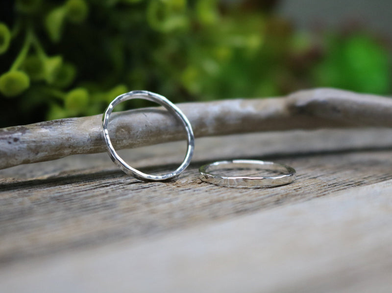 SELINA Ring - Hammered Sterling Silver Stacking Ring, Minimal Ring