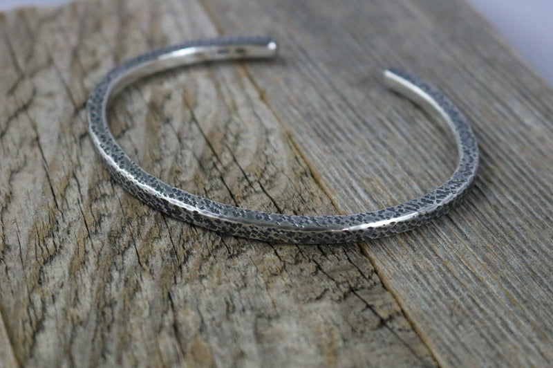 COOPER Bracelet - Hammered Sterling Silver Cuff Bracelet with Oxidized Finish