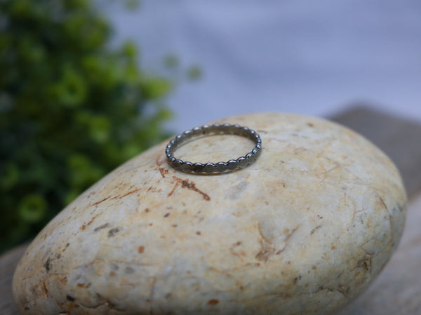 PACE Ring - Oxidized Flattened Dot Sterling Silver Midi Ring, Minimal Ring, Stackable Ring