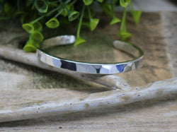 HONOR Cuff Bracelet - Bright Polished Hammered Sterling Silver Cuff Bracelet