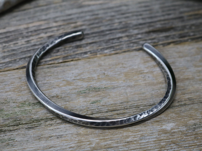 EDMOND Bracelet - Hammered Twisted Sterling Silver Bracelet, Oxidized