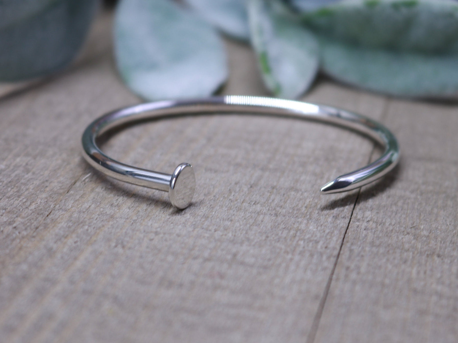 NAIL Bracelet 2024 - Brushed Sterling Silver Nail Cuff Bracelet