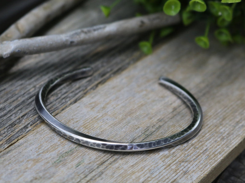 EDMOND Bracelet - Hammered Twisted Sterling Silver Bracelet, Oxidized