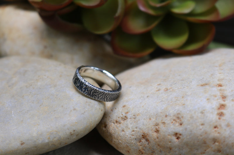 ASH Ring - Reticulated Sterling Silver Ring, 5mm wide